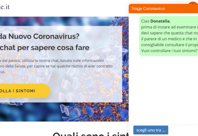 schermata chatbot coronavirus